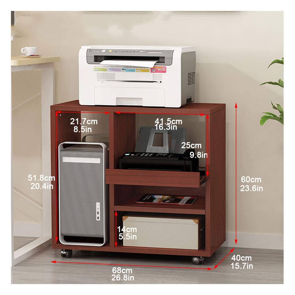 Supporto per stampa Legno Rack stampante domestica archivi rimovibili Rack file Libri e Riviste Computer desktop CPU Storage Case Rack Ufficio fianco del mobile Tabella della stampante ( Color : Natur
