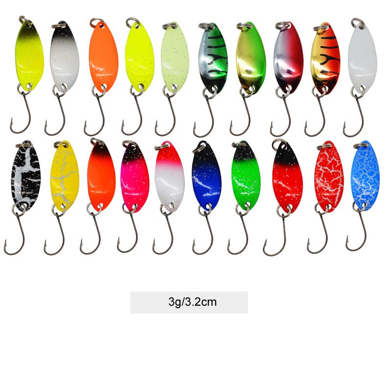 kkekos 43PCS Fishing Lure Bait Lure Spinner Fishing Spoon with Hook Set for Crappie Trout Walleye Bass Lures Kit with Box