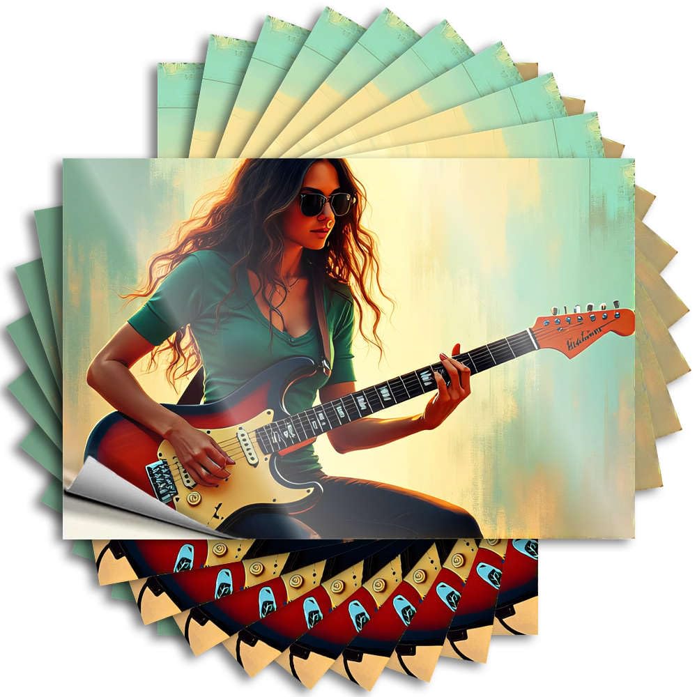 Saying Garage Cats A Woman Playing an Electric Guitar for Texas - Mens Decor Easy Peel Removable(8X12CM)