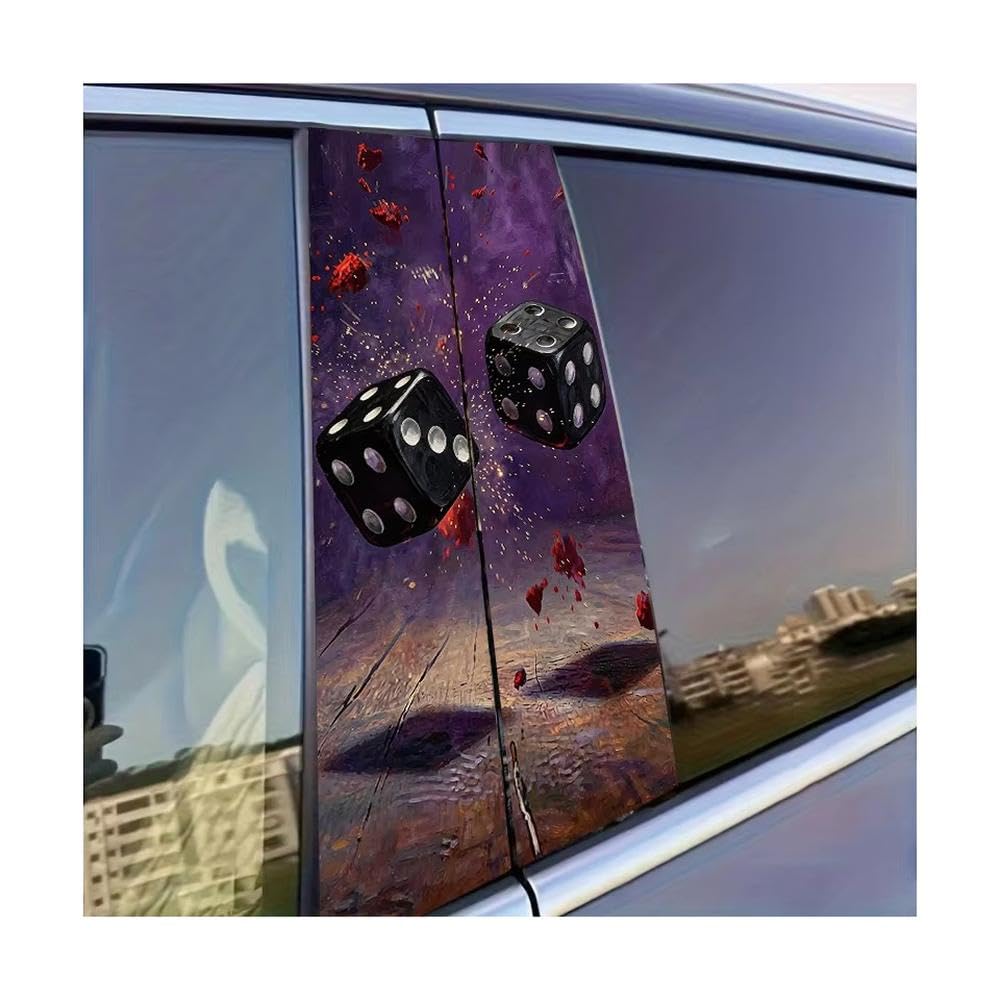 Decorative Items 2pcs Car Door Post Decals Dice Glossy Material Protective Film