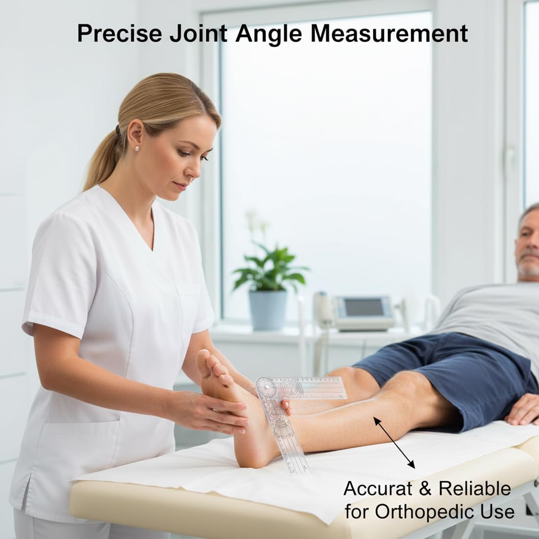 Goniometro in PVC per Fisioterapia, Misuratore di Angoli Medico, Protrattore Trasparente 360° 36 cm