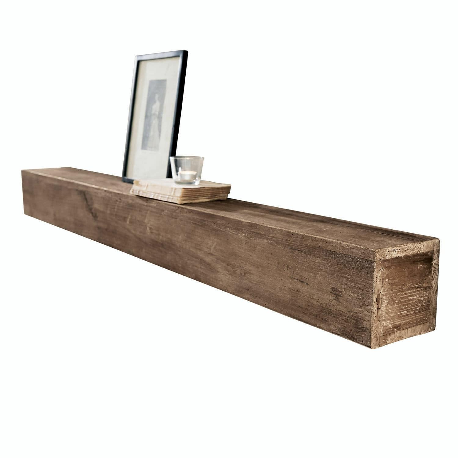 Loberon Wandregal Visayas, braun | Natürlicher Charme, Ästhetische Maserung, Schlichtes Design, 14x140x14 cm, Konsole, Kiefernholz, Eisen