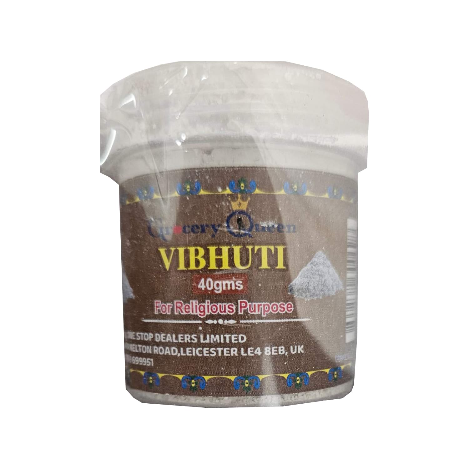 One Stop Dealers - Authentic Grocery Queen Vibhuti 40 Grams Each for Spiritual Rituals - Sacred Ash for Prayers and Meditation - Purity & Ethical Sourcing (Pack of 1)