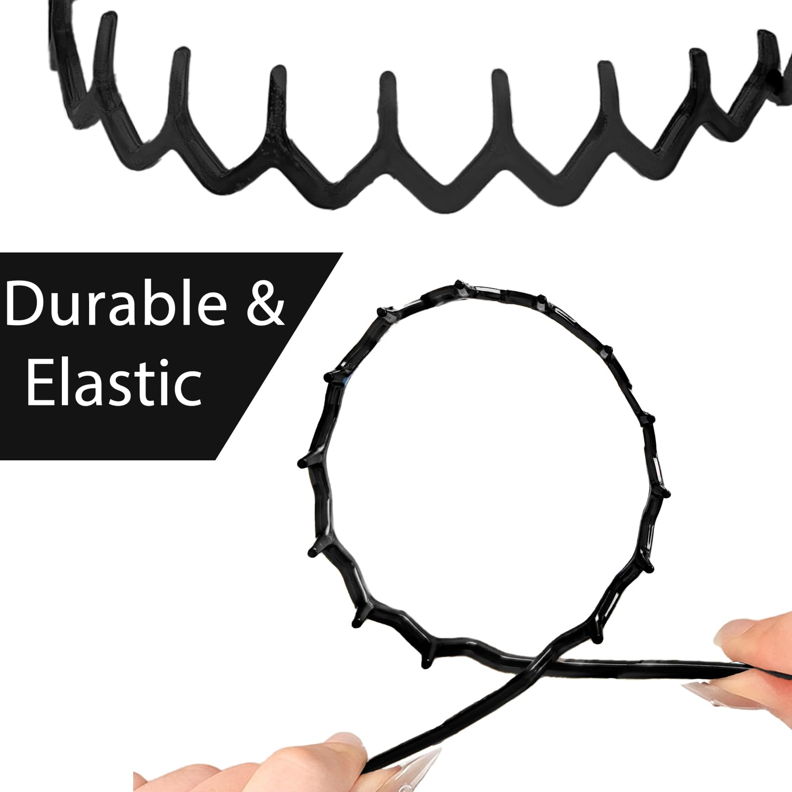 6 fasce per capelli con denti antiscivolo, pettine, alla moda, in plastica, accessori per capelli, per donne, uomini, adolescenti, ragazze, nero brillante