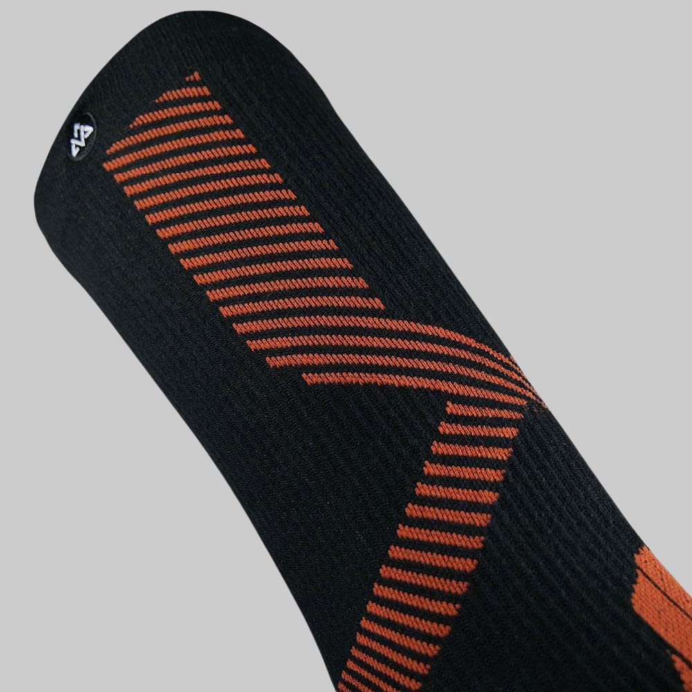 VER JARI Chaussette étanche imperméable | Imperméable | Hauteur Mi-mollet | Intérieur Molleton Mérinos | Chaussette imperméable et waterproof | Noir-Orange