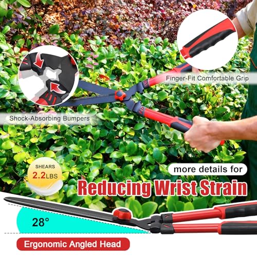Hedge Clippers Shears Sharp Clean Cuts - Teflon Coated High Carbon Steel Blades,Ergonomic Comfortable Handle,Lightweight 24.8in Hedges Shears for Gardening Yard Effortless Trimming Shaping Shrubs Bush by LAKEROD - Image 4