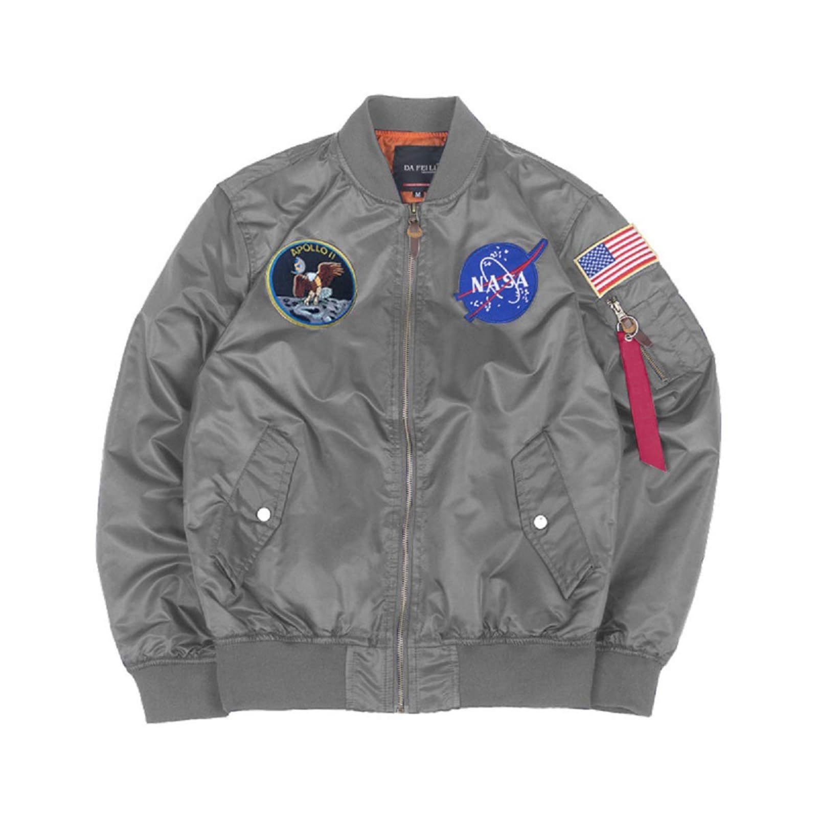 CORIRESHA Mens Apollo NASA Patches Slim Fit Bomber Jackets Windbreaker
