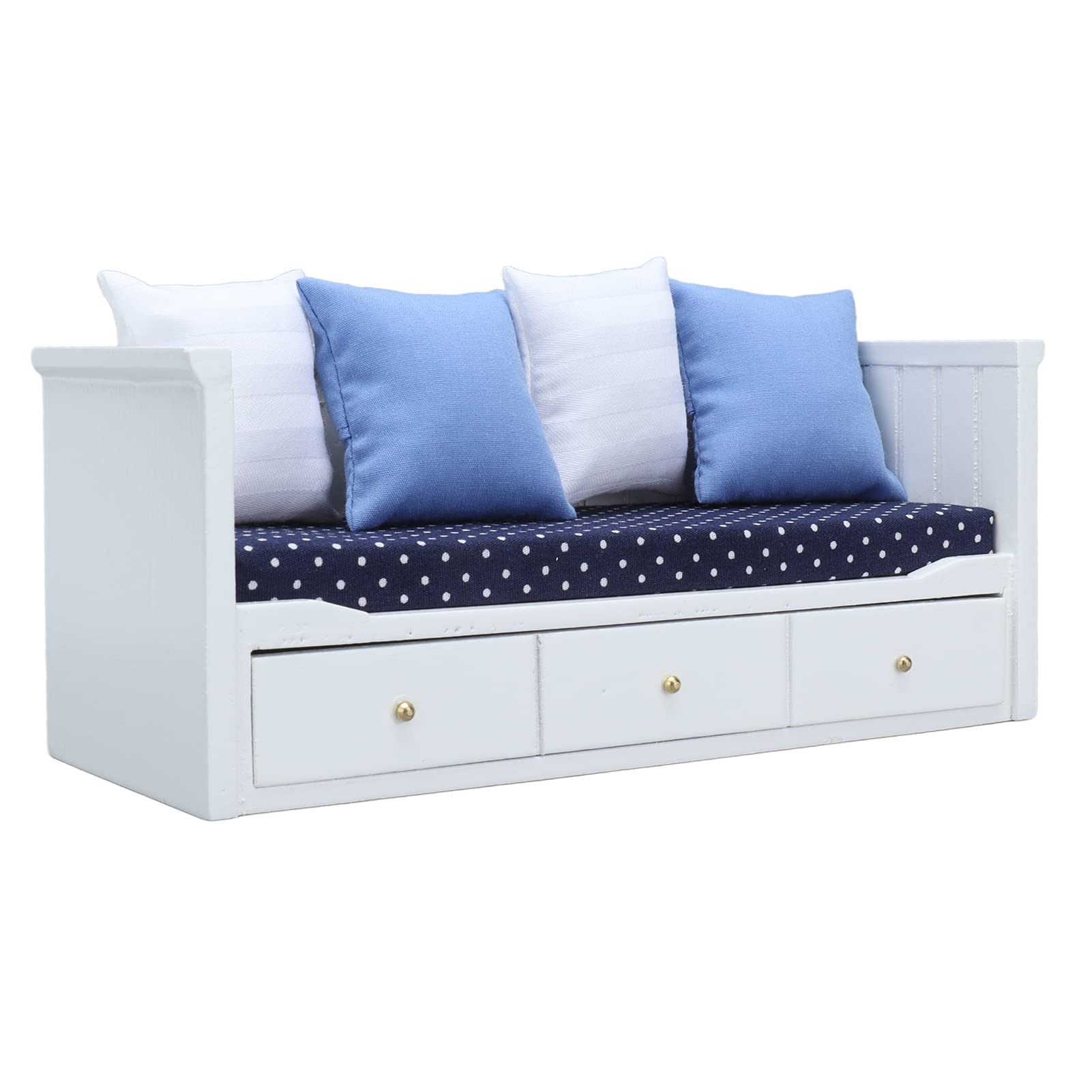 Dollhouse Sofa Furniture, Wooden Decorative Living Room Dollhouse Sofa Toys 1/12 Scale for Doll House Decoration for Photography