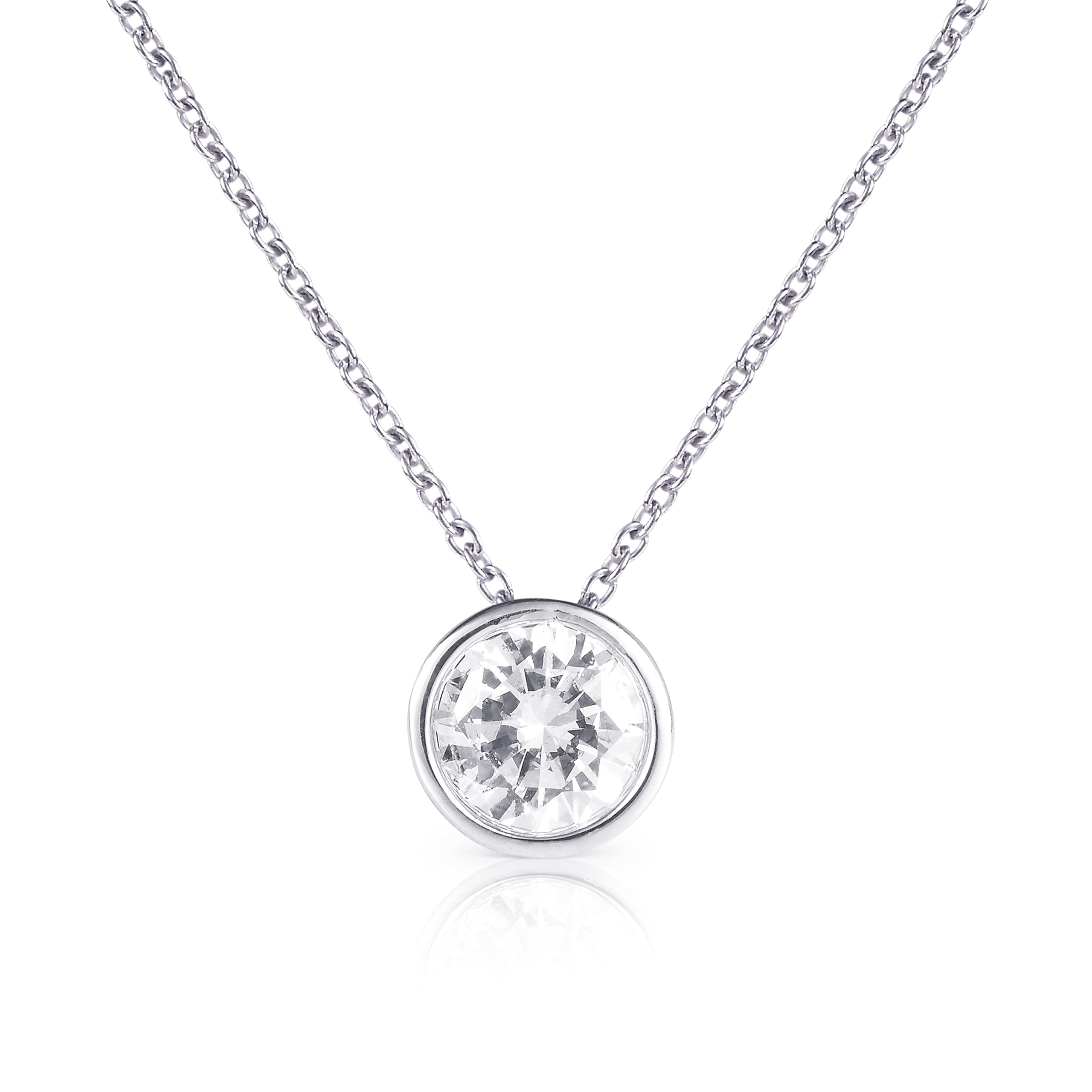 namana Collana Donna con Ciondolo in Castone, Collana in Argento Sterling 925 con Zirconi Bianchi, Verdi, Azzurri, Blu o Rossi, Collana per Donna e Ragazza, Idee Regalo Donna