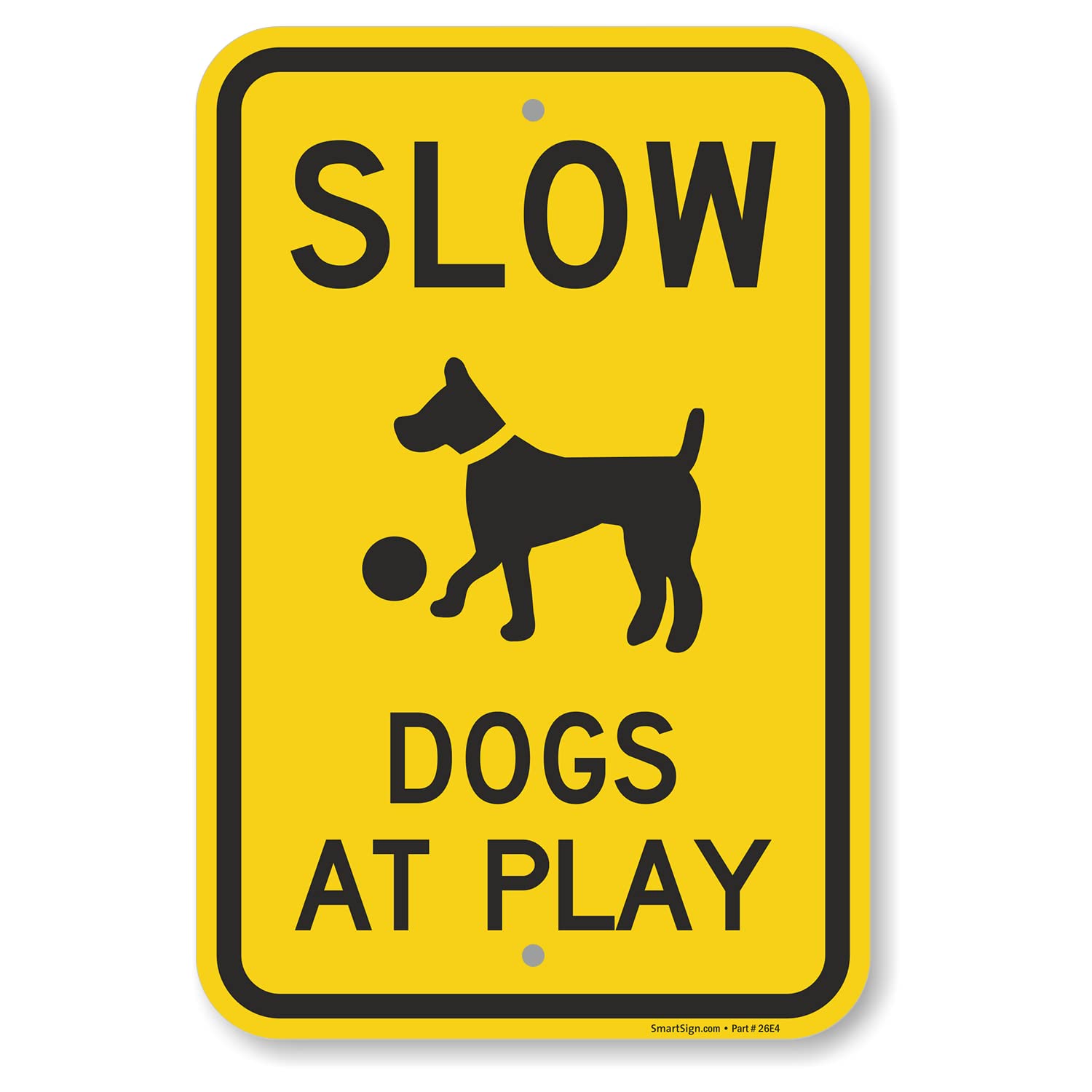 8 x 12 inch Slow Dogs At Play Metal Sign Black and Yellow Outdoor & Indoor Yard Signs