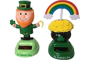 2PCS St. Patrick's Day Leprechaun Decor Car Solar Bobble Head Toy