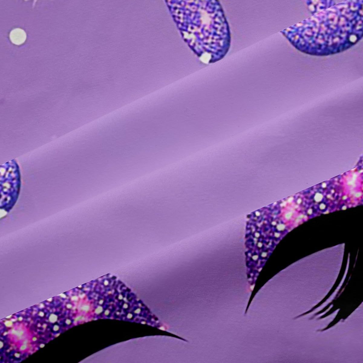 Smiling Eyelashes Princess Window Curtains,Glitter Dreamy Window Drapes for Kids Girls Adults,Purple Gradient Glitter Romantic Window Treatments Grommet Top 2 Panel Set Bedroom Curtains,42Wx84L inch