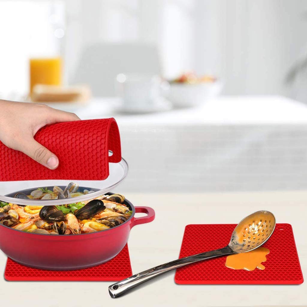 Lot de 4 Sets de Table, Anti-dérapant Anti-brûlure épaissir en Silicone Honeycomb Western Dining Pad pour la décoration de Mariage et Les Tapis de Table de fête de Noël