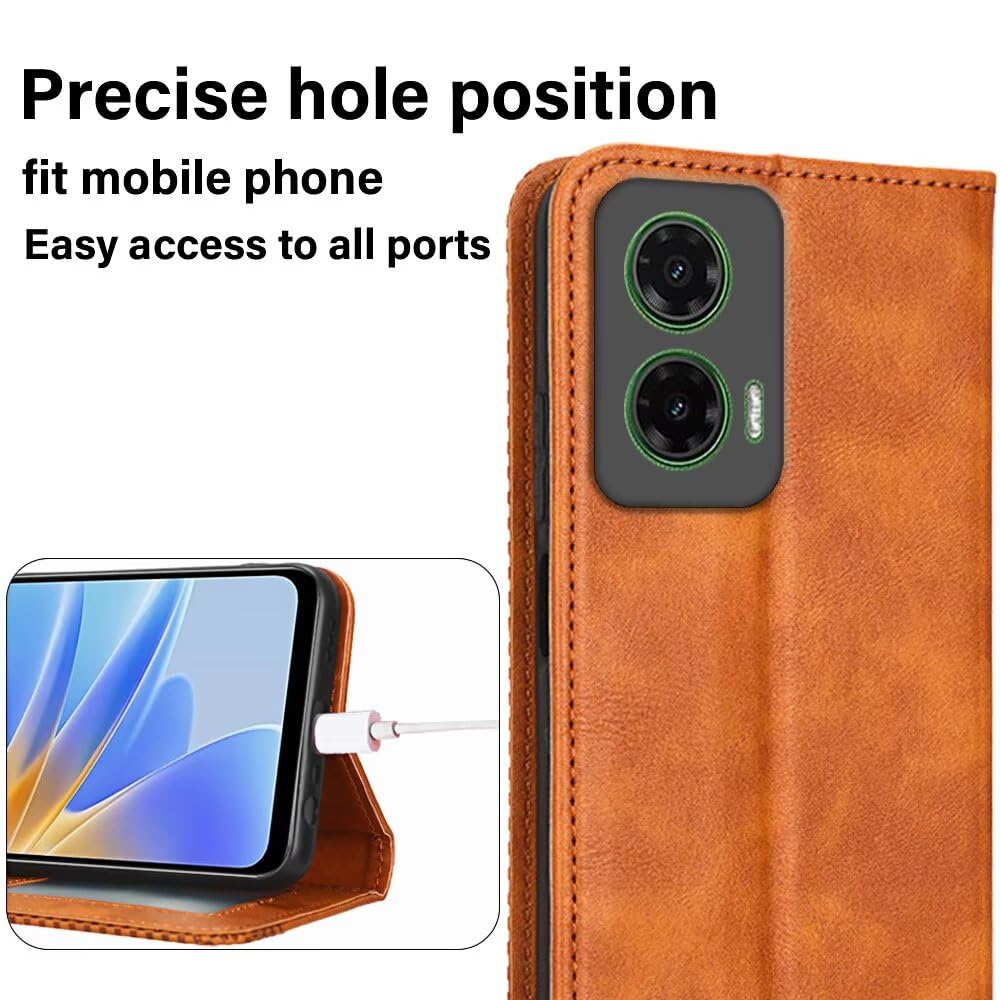 EASSGU Etui na telefon komórkowy do Motorola Moto G35 5G (6,72" cala), z klapką i poliuretanem, skóra poliuretanowa, z przełącznikiem magnetycznym, etui ochronne, [3 przegródki na karty] [1