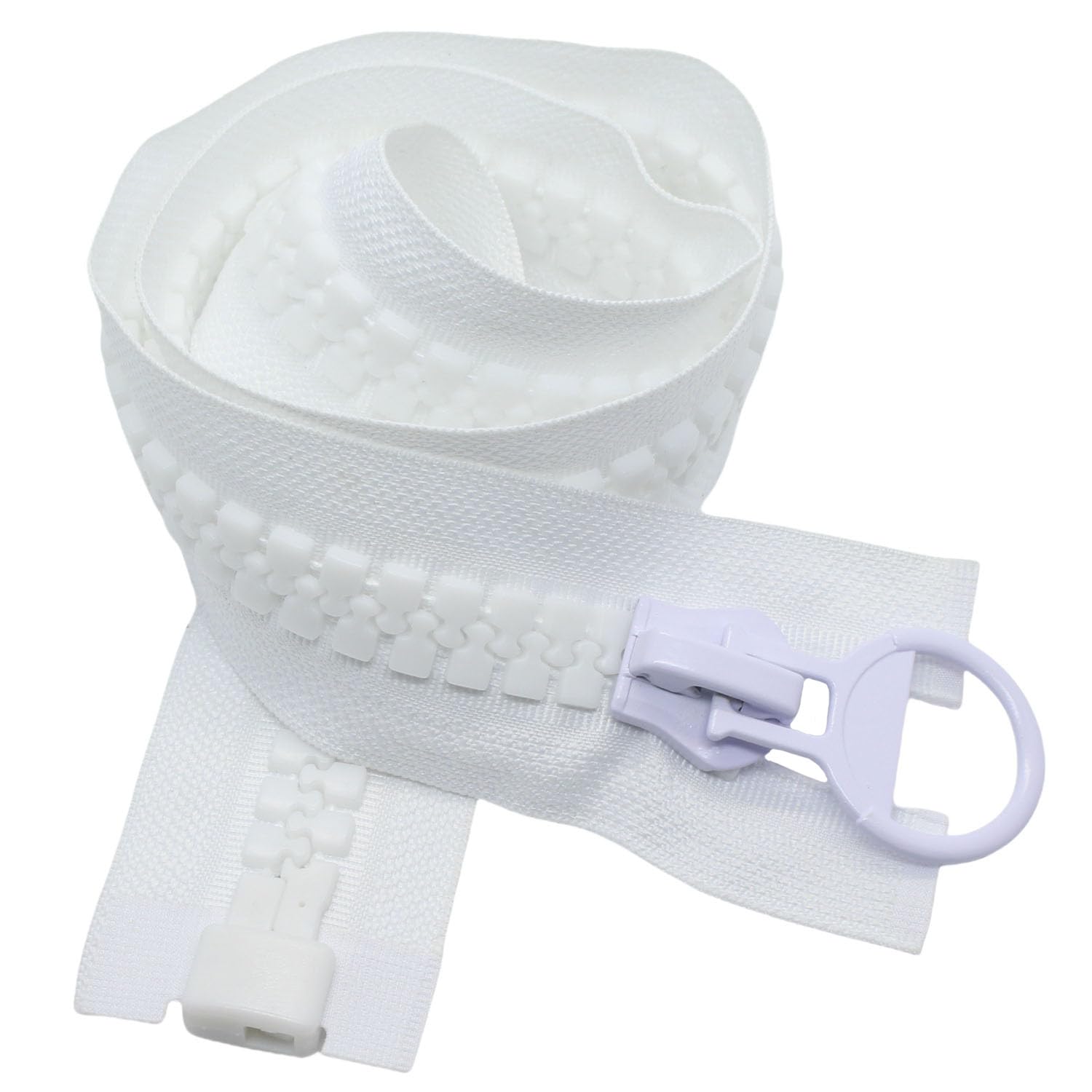 MebuZip 200 cm #20, cerniera gigante, 14 mm, super grande cerniera divisibile, per tende, cucito, cappotti (bianco)