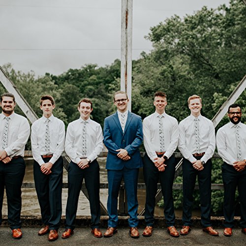 Dazi Men's Skinny Tie Floral Print Cotton Necktie, Great For Weddings, Groom, Groomsmen, Missions, Dances, Gifts. (Blue Bloom) #TOP1