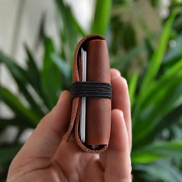 Hakiki Crazy Deri Kartlık – Dikişsiz Lastikli Model - Turuncu