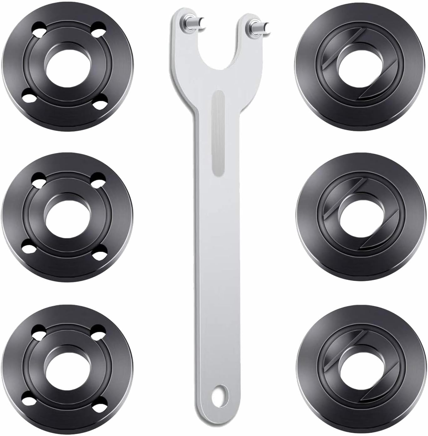 Fyjbnh 7PCS Angle Grinder Nut Angle Grinder Wrench Kit 5/8-11 Flange Metal Lock Nut for Compatible with Dewalt Milwaukee Makita193465-4 Metabo Bosch Ryobi Black Decker 4.5" 5" Grinder Parts