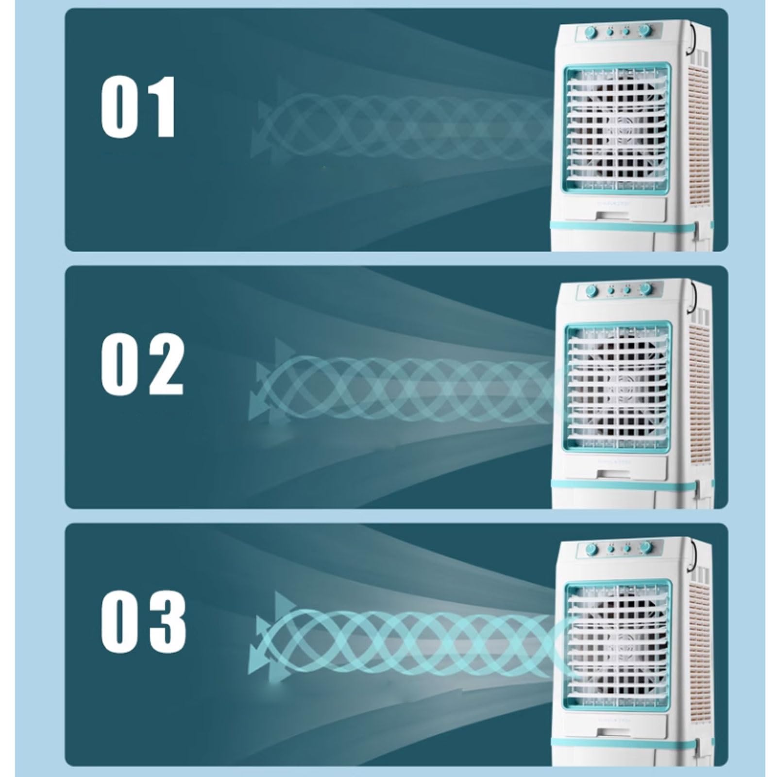 Condizionatore Portatile 3 velocità 220 V 280 W Raffrescatore Evaporativo con Borsa del Ghiaccio E Ruote Universali Doppio Sistemas di Raffreddamento(Blue)