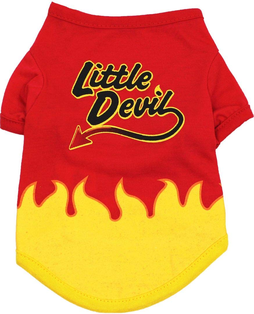 Camiseta para perro de Halloween Petitebella disfraz de pequeño diablo talla mediana