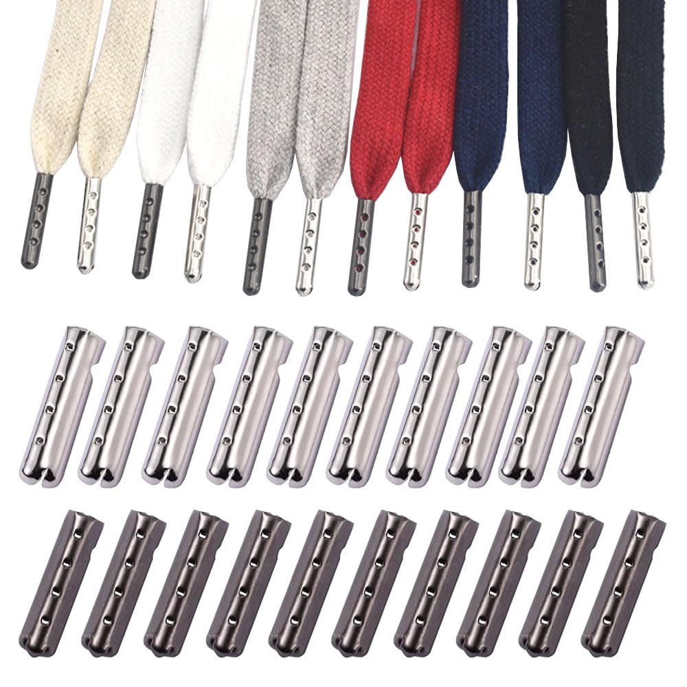 [GLOWZEN] 靴紐 留め具 シューレース 20個セット 金属 靴ひも ほつれ 補修 DIY