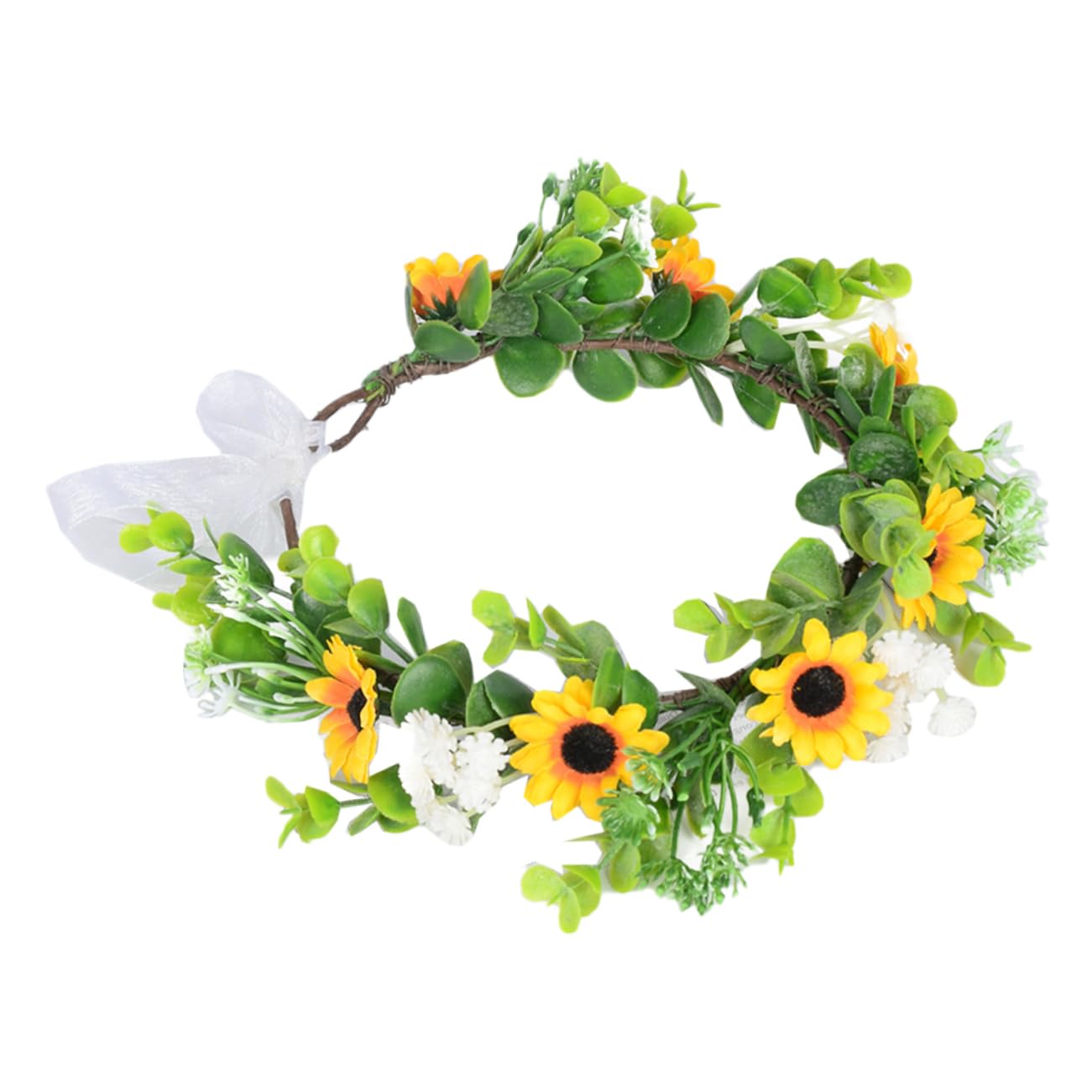ABOOFAN 5 Stück künstlicher Girlanden-Kopfschmuck Hochzeit heiraten Kopfbedeckungen Dekorationen Gelb stirnband Haarband Blumenkronen-Kit Blumenkrone für die Braut Plastik