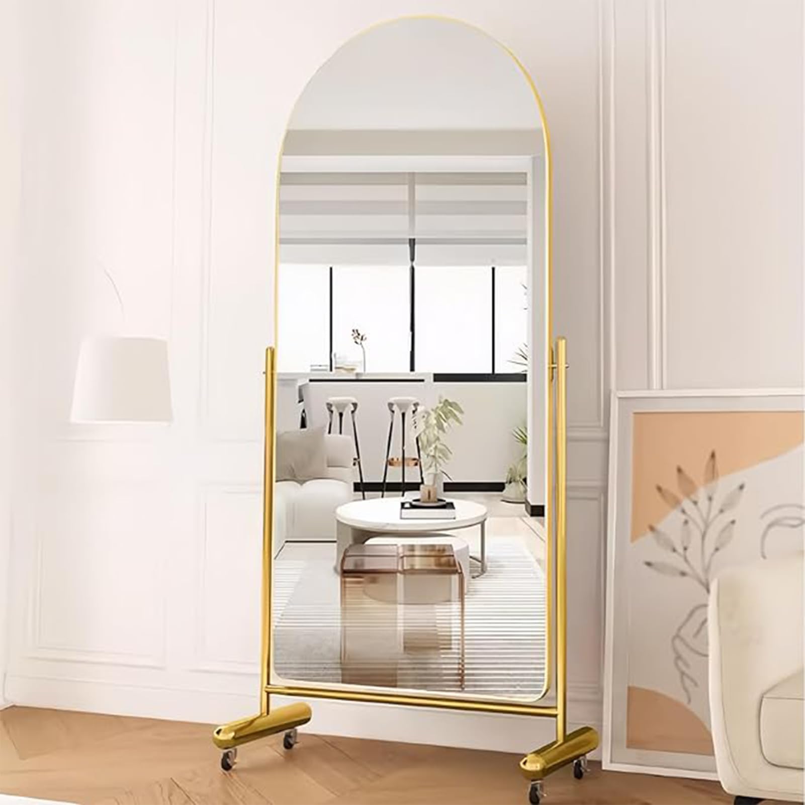 大型装飾スタンドミラー スタンドミラー 全身 壁掛け アルミ 60×165cm （ 大型 ミラー 鏡