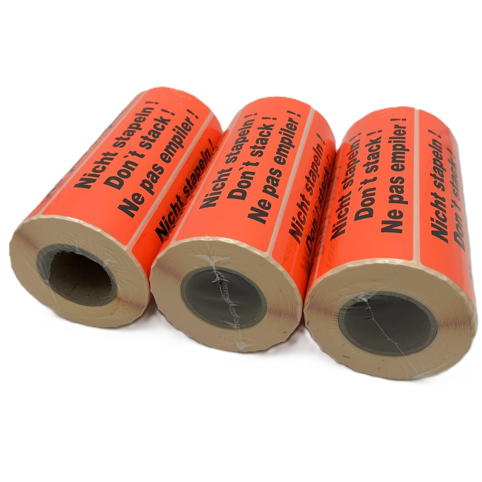 Hinweisetiketten - "Nicht stapeln" | Multipack: 3 Rolle à 500 Stück | 149 x 48 mm | Leuchtfarbe | Stark haftend | Warnetiketten/Versandetiketten | Premium Markenqualität – Made in Germany