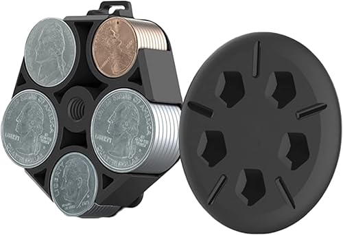 ljhnba Caja de almacenamiento de monedas de plástico con 5 compartimentos para organizador de cambio de coche para caja de retención de cuartos