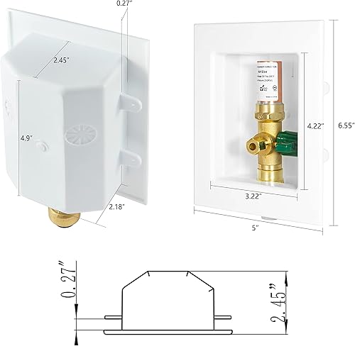 Miniatura 2 de EFIELD Pex - Caja de salida premontada para máquina de hielo, crimpado Pex F1807 de 12 pulgada con válvula de bola de 14 vuelta instalada con