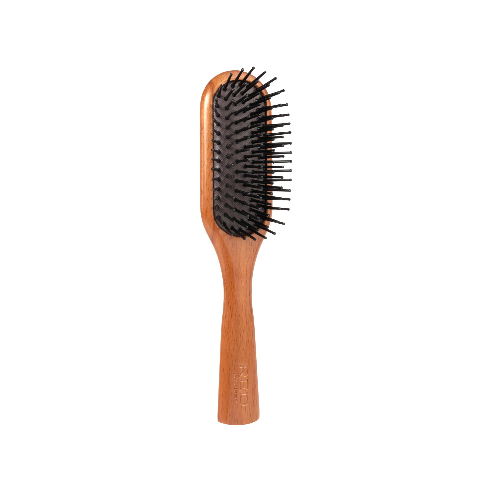 RED by Kiss Cepillo de paleta de madera, cepillo para desenredar el cabello, cepillo de cerdas largas de madera de haya para cabello grueso, rizado, fino, largo, corto, húmedo y seco, brillo de larga