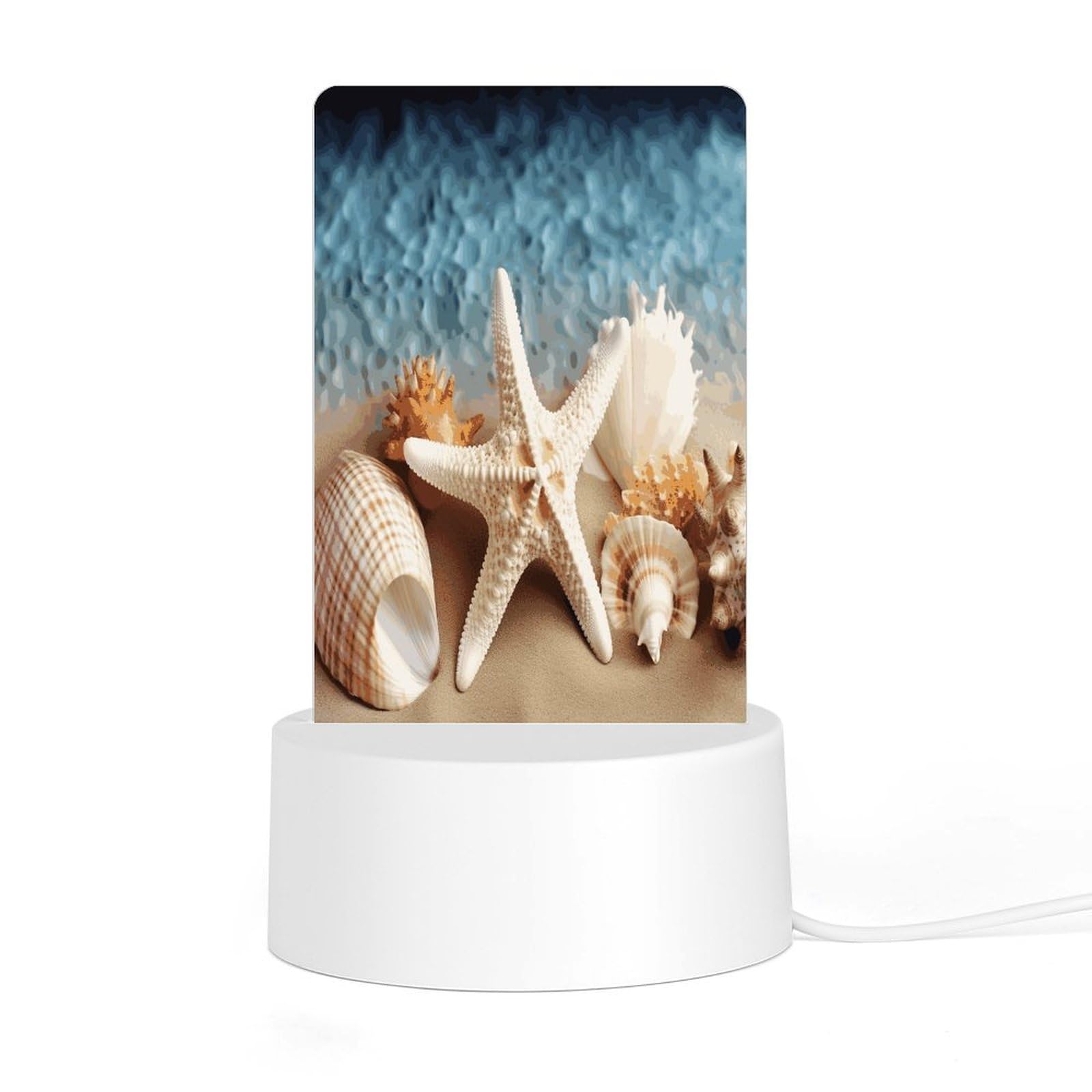 Adfgyerh Style Starfish Coral And Seashell Night Light Acrylic Material Easy Installation, Home Decor Usb Interface Power Supply, Lamp For Restaurant Bar Cafe Room Decor