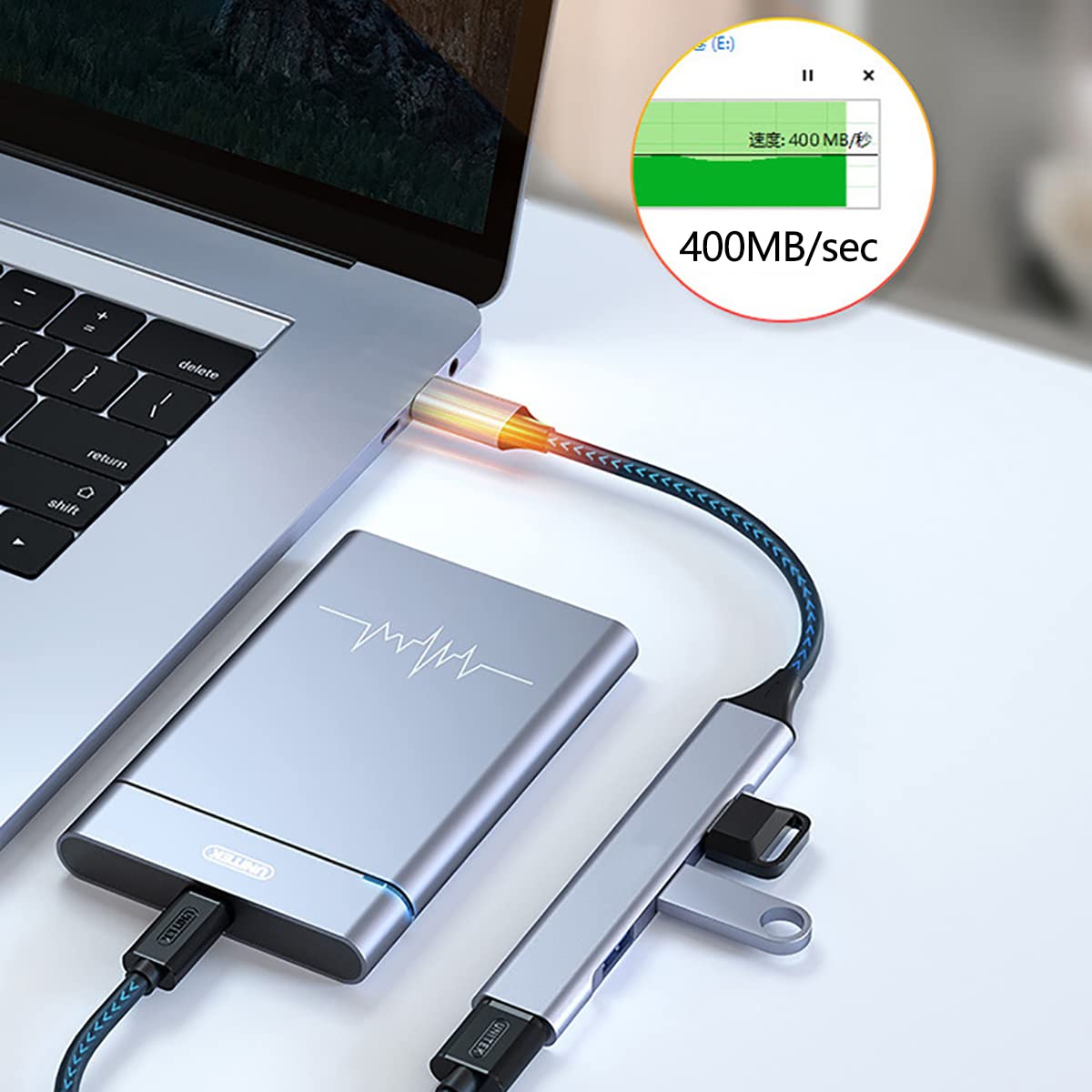 Hub USB Adaptateur multiport 4 en 1 USB 3.0 3 Ports USB 2.0 pour Macbook Pro Windows