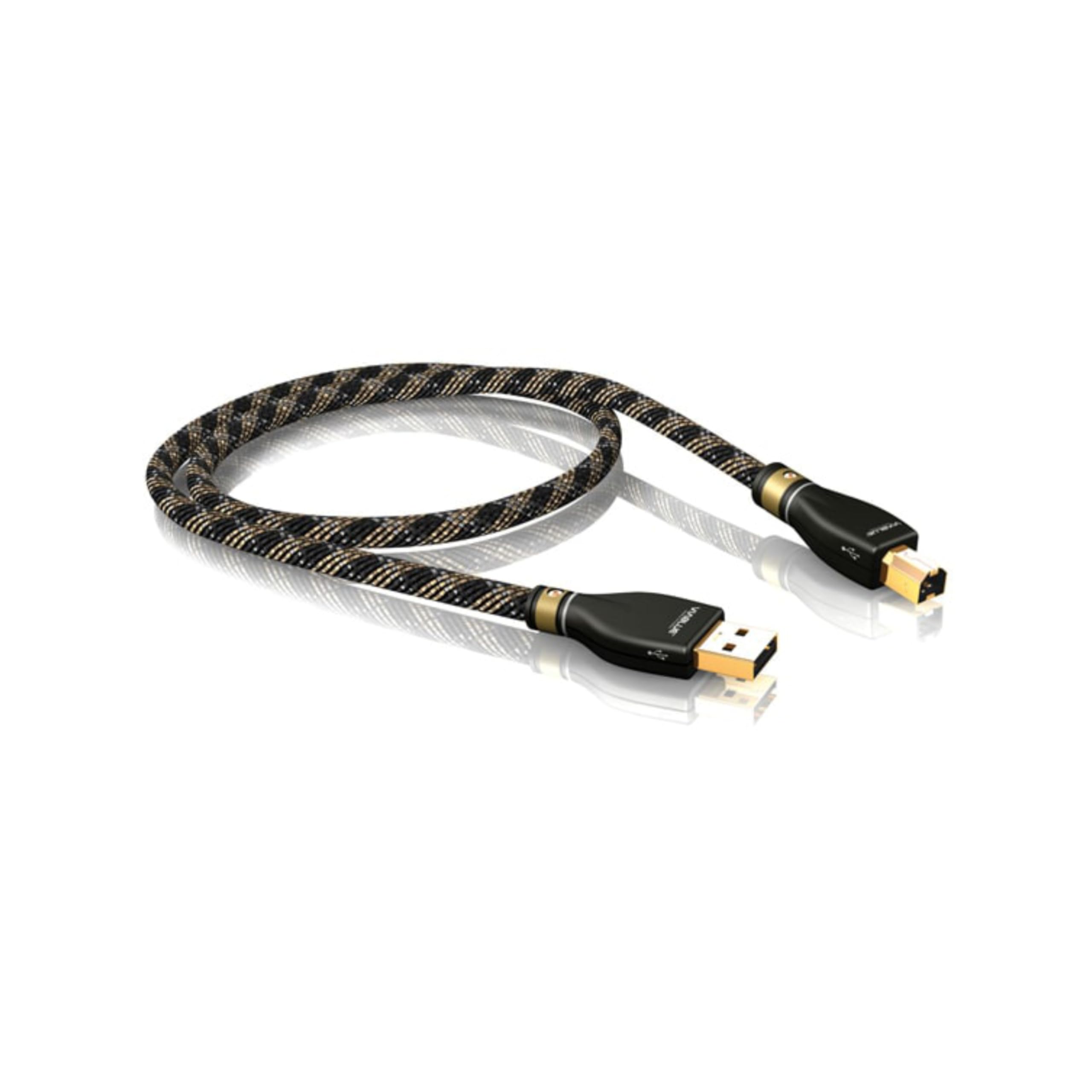 Ausverkauf * Sonderpreis * VIABLUE KR-2 Silver USB-Kabel 2.0 * Typ A/B * Triple-Shield Technologie * 24 Karat echtvergoldete Kontakte * inkl. Sleeve * 400 cm * 4.0 m