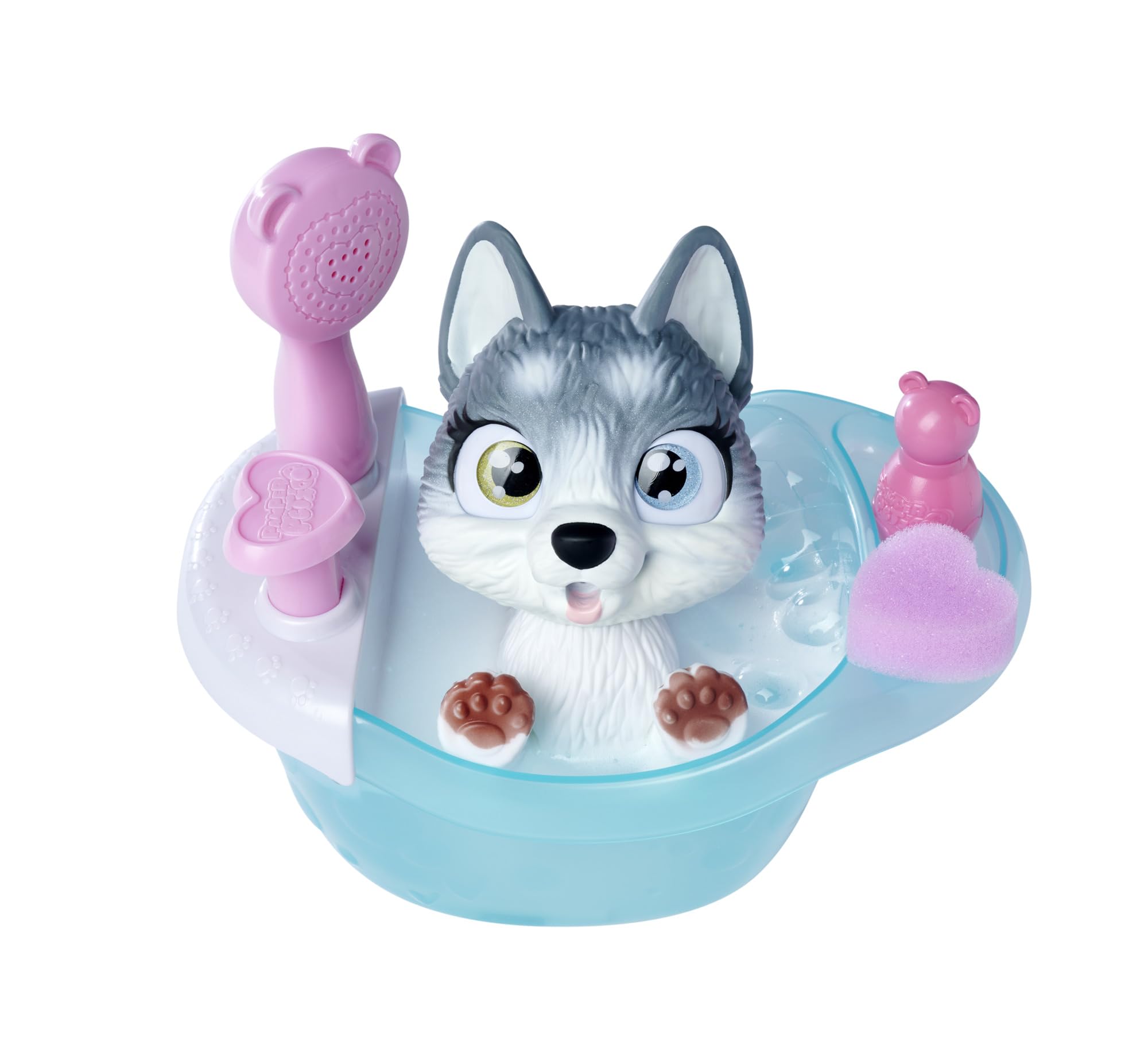 Simba 105953560 - Pamper Petz Husky z wanną, z funkcją pompowania, butelka do picia, butelka z pianki, spryskiwacz wody, 25 cm zabawka dla psa, od 3 lat