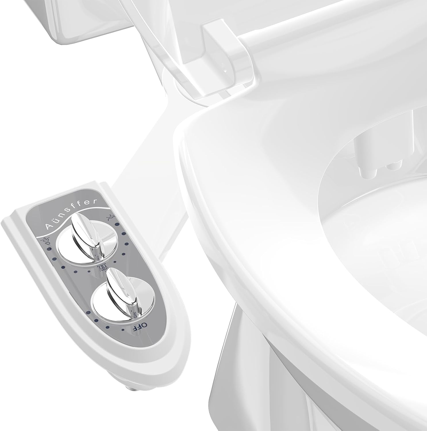 Bidet Attchment for Toilet Grey, Cold Water No-Electric, 3 Wash Modes [Frontal Wash + Rear Wash + Self-Cleaning]?Dual Nozzles Water Pressure Adjustable, Grey Gray