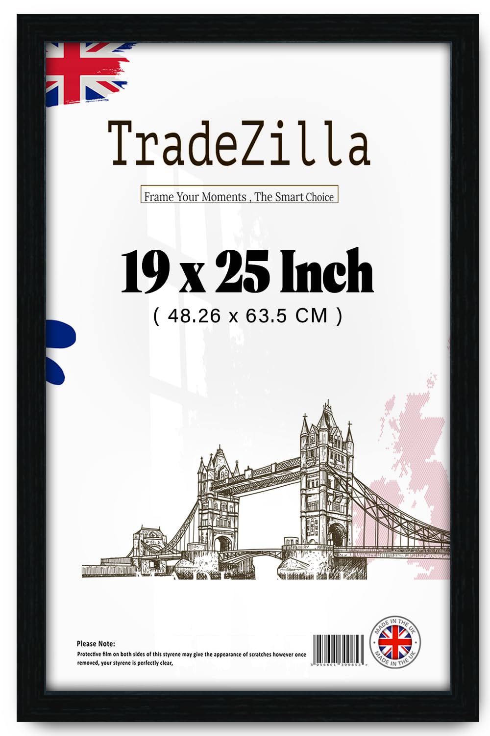 TradeZilla Elegant 19x25” Picture Frames with Solid MDF Eton Wood (48.26 x 63.5cm) Tabletop or Wall Poster Frame for Homes and Offices Display -[Black,48.26 x 63.05 cm]
