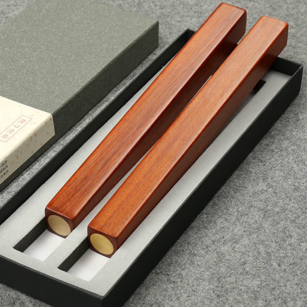 Amazon | 木製書道文鎮、木製文鎮、 1ペア 22cm 中国水墨画 ローズ