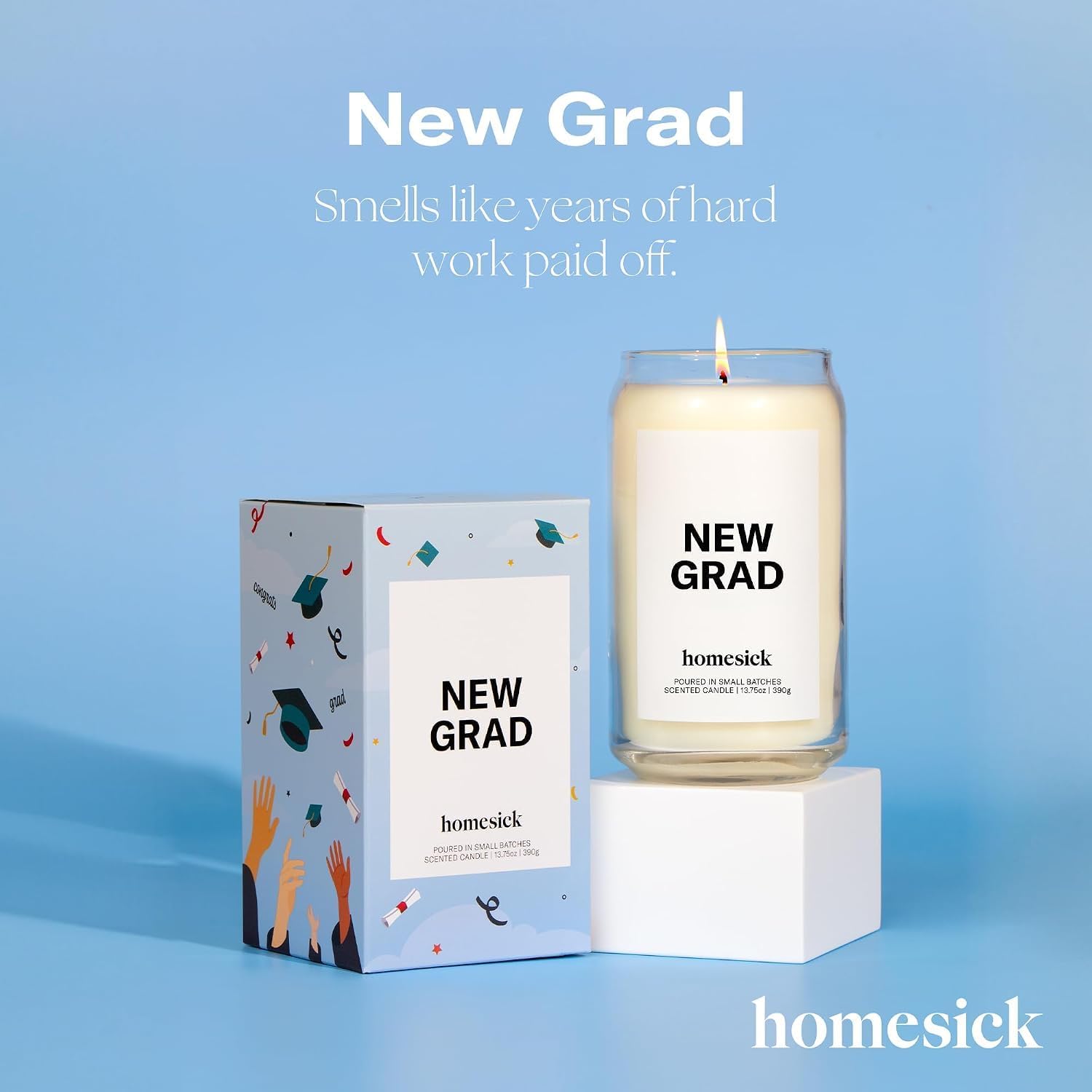 Homesick Scented Candles for Home (New Grad) - 13.75 oz Long-Lasting Soy Wax Jar Candle for Women & Men for All Occasions, 60-80 Hours Burn Time - Notes of Jasmine, Rosemary, Gardenia & Vanilla image 2