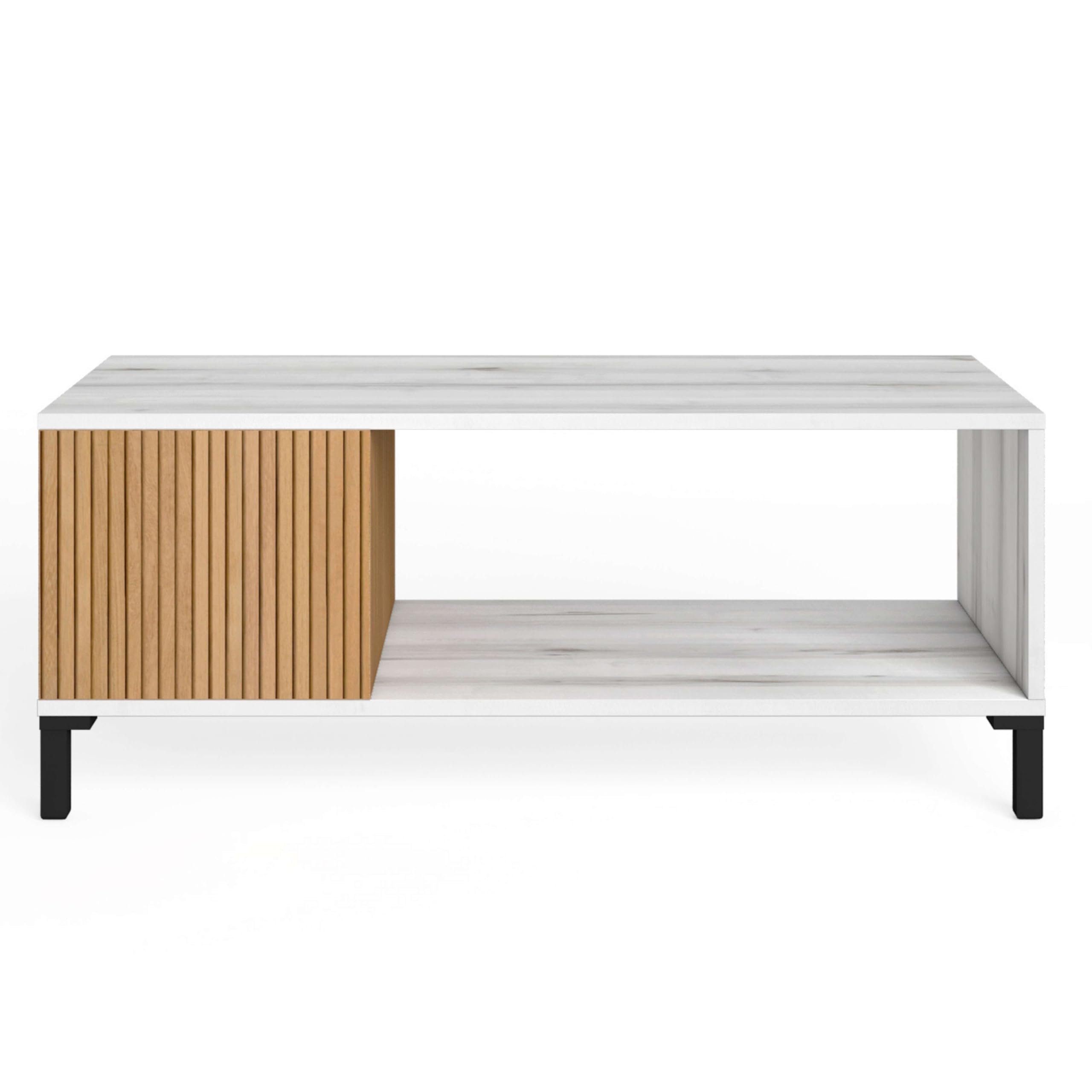 Miroytengo Conjunto de Muebles de Salón Comedor Tokio Estilo Nórdico en Color Blanco Albo y Roble Rayado (Aparador + Mesa de Centro + Mueble de TV)