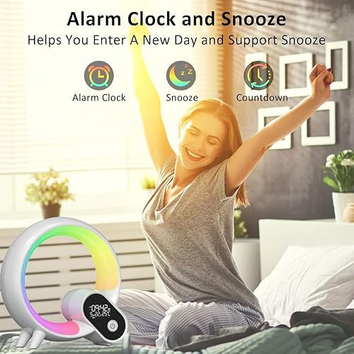 Miniatura 3 de Luz de despertador, reloj despertador inteligente para niños y bebés, máquina de sonido con 15 sonidos relajantes, altavoz Bluetooth, luz nocturna
