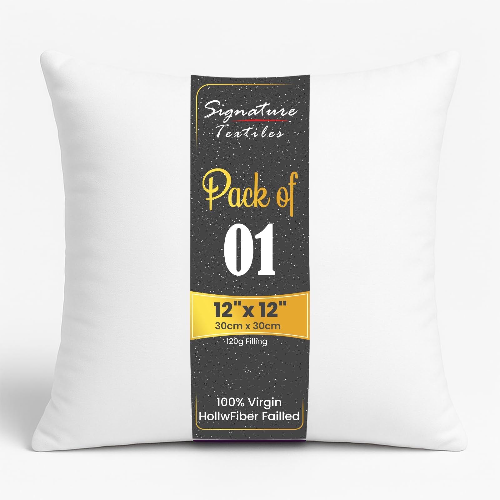 Signature Textiles® Cushion Inserts Hypoallergenic Fluffy White Cushion Inner Perfect Hollowfibre for Sofa Cushion Pads 12"x12" Pack Of 1