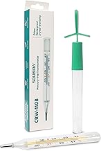 SOLMIRA - CRW-1108 Mercury-free Glass Thermometer, Accuracy ±0.1°C, Oral, Rectal and Axillary Use, Protective Case with Agitator, Safe and Traditional Measurements, White