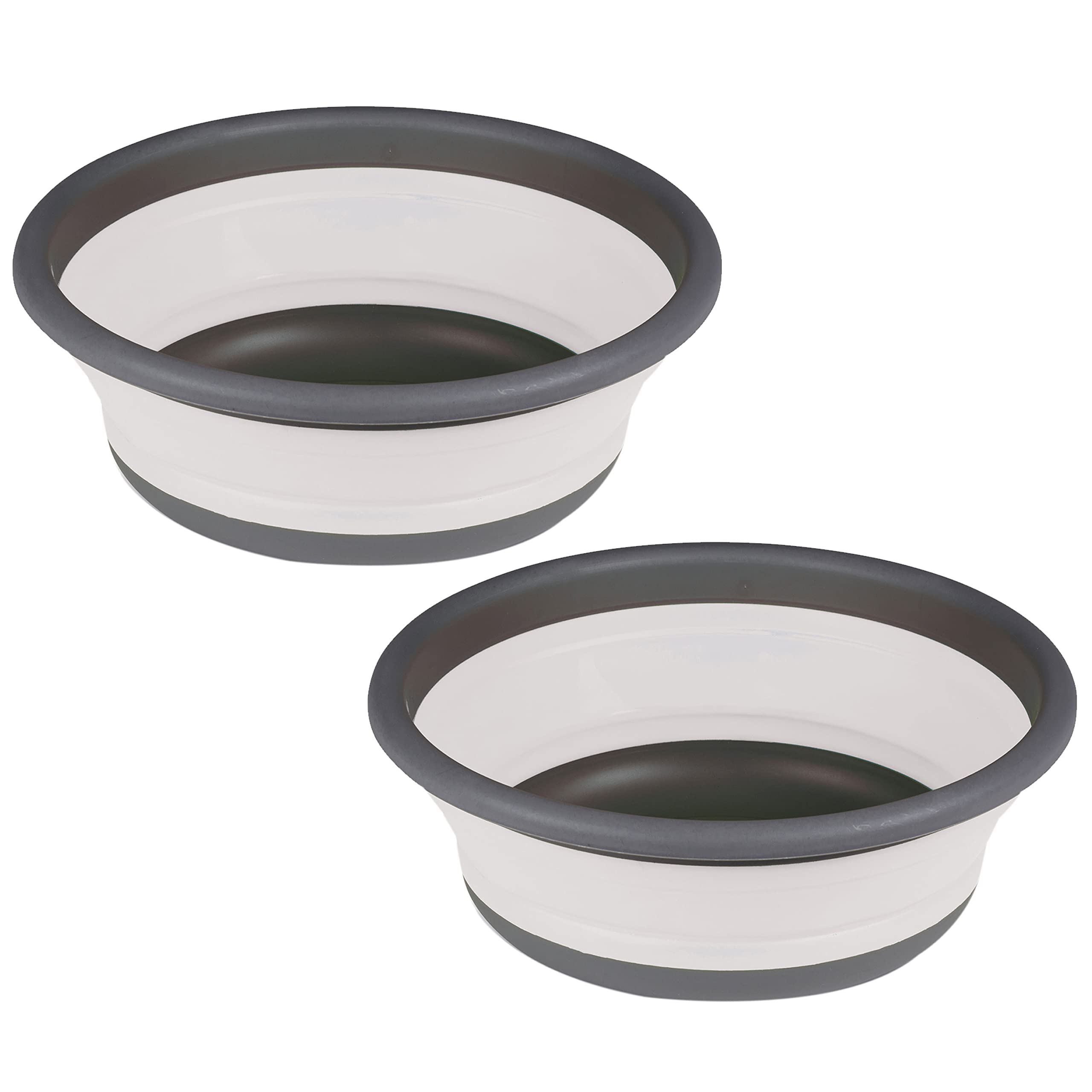 2 cuencos plegables redondo 9L diámetro 37,5x14cm plegado 5cm alto gris