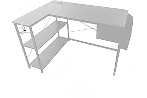 L Shaped Gaming Desk with Dual Adjustable Hook