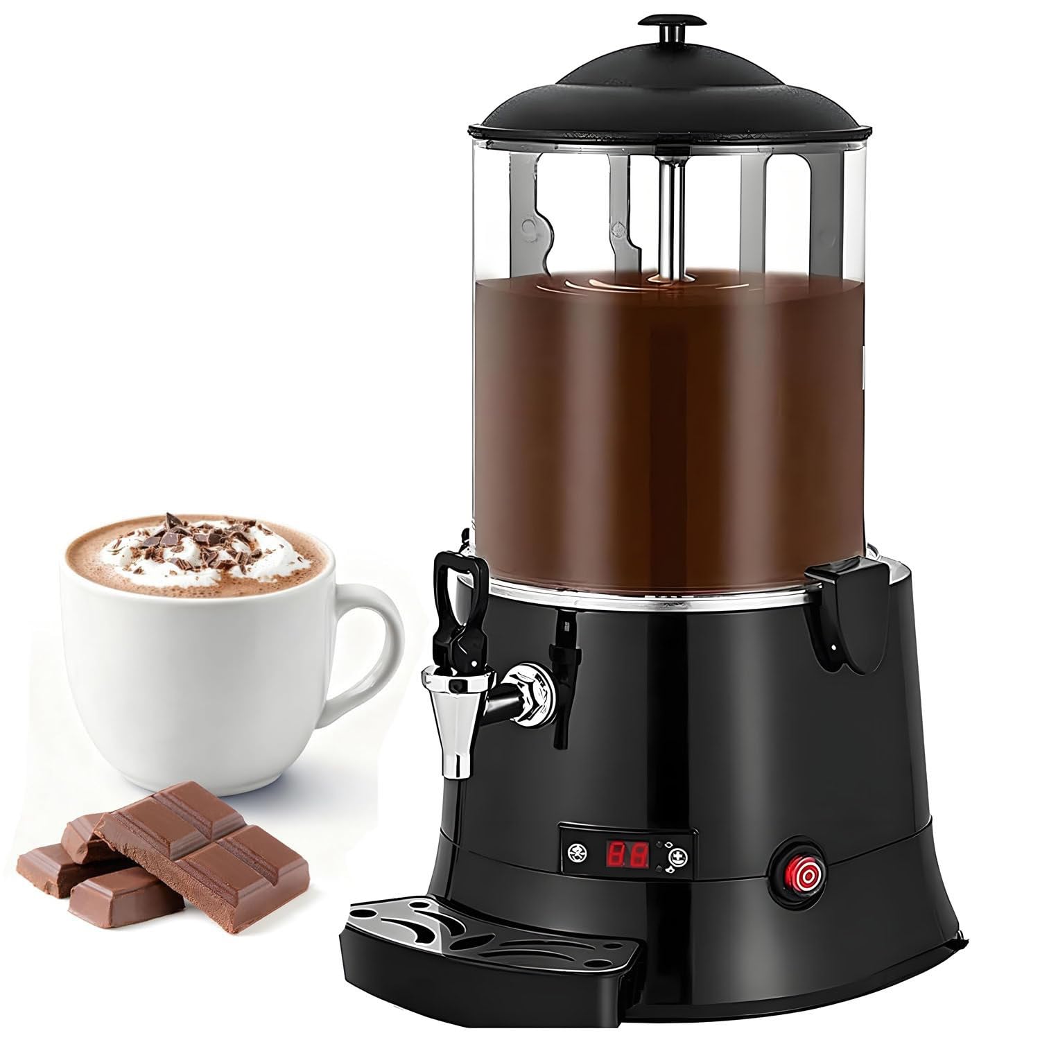 HCZKIUJY Commercial Hot Chocolate Maker with Adjustable Temperature and Stirring Function, Ideal for Restaurants, Bakeries, and Cafes (Black 10L)