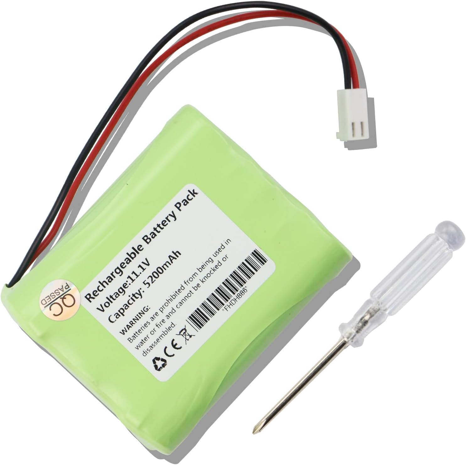 5200mAh Rechange Battery Pack 18650 57.72Wh with 2 Pin MTA-100 6 Cell Female 2POS 100 W RAMP/Rib Bare Leads Battery