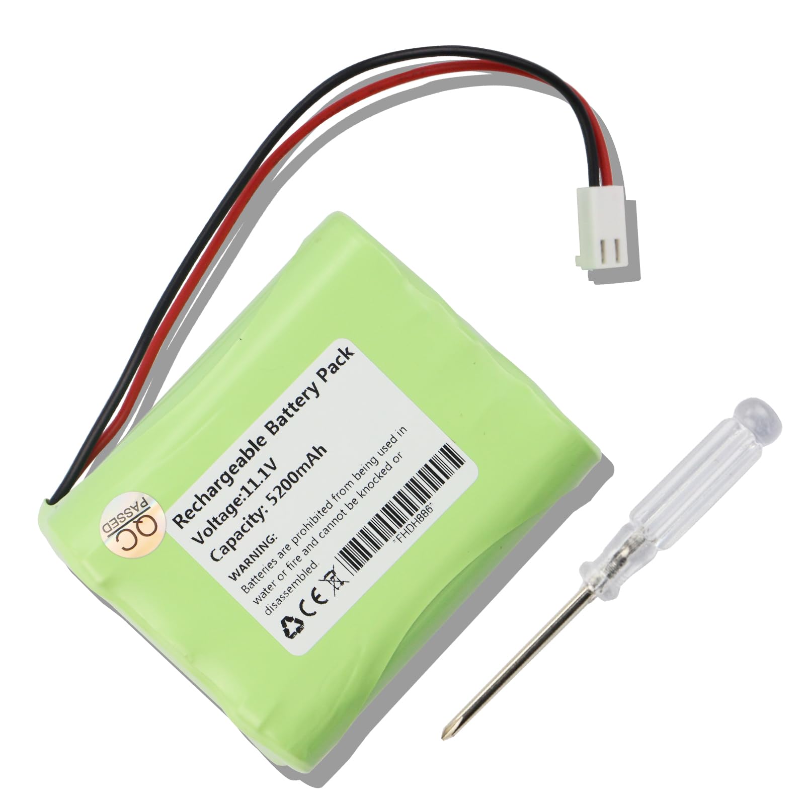 5200mAh Rechange Battery Pack 18650 57.72Wh with 2 Pin MTA-100 6 Cell Female 2POS 100 W RAMP/Rib Bare Leads Battery