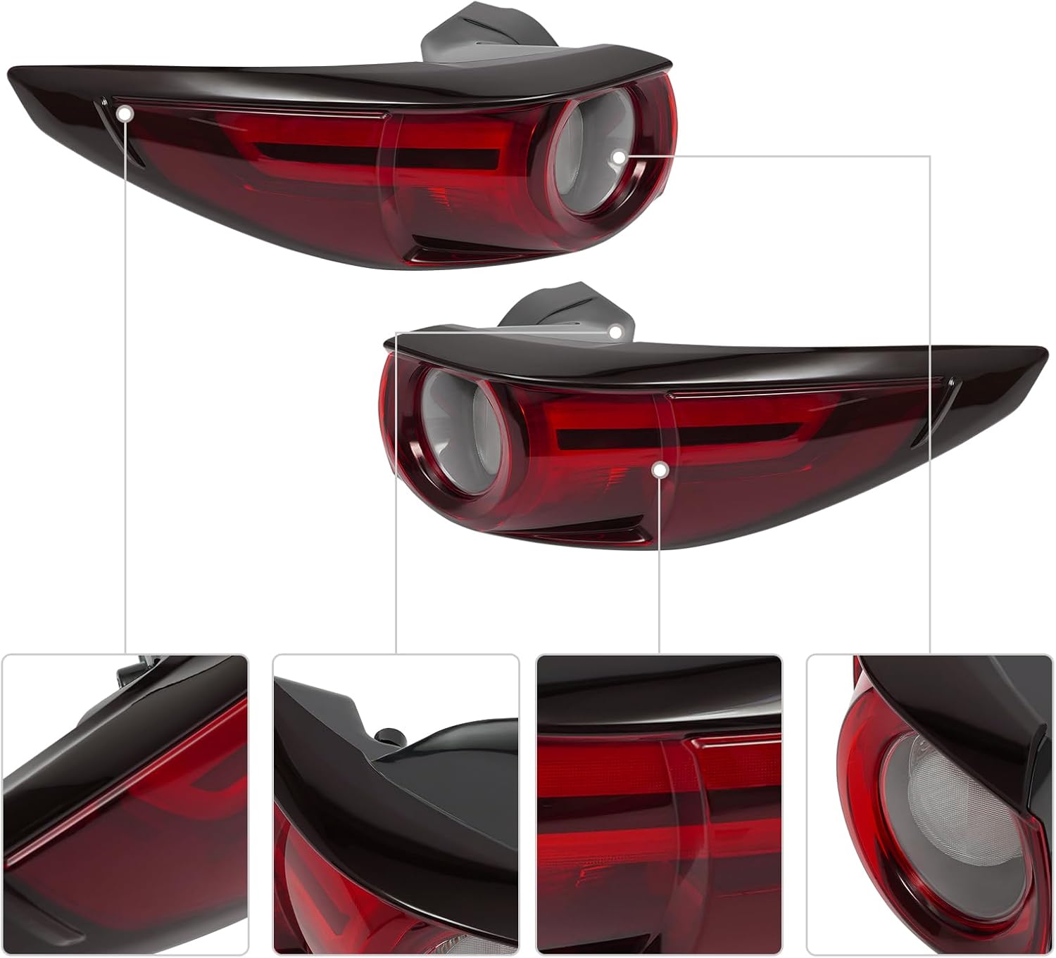 For 2017-2021 Mazda CX-5 LED Outer Tail Light, Left & Right Side Assembly Set - Direct Replacement for OEM KB8B-51-150E KB8B-51-160E (Only For LED Models) (A pair)