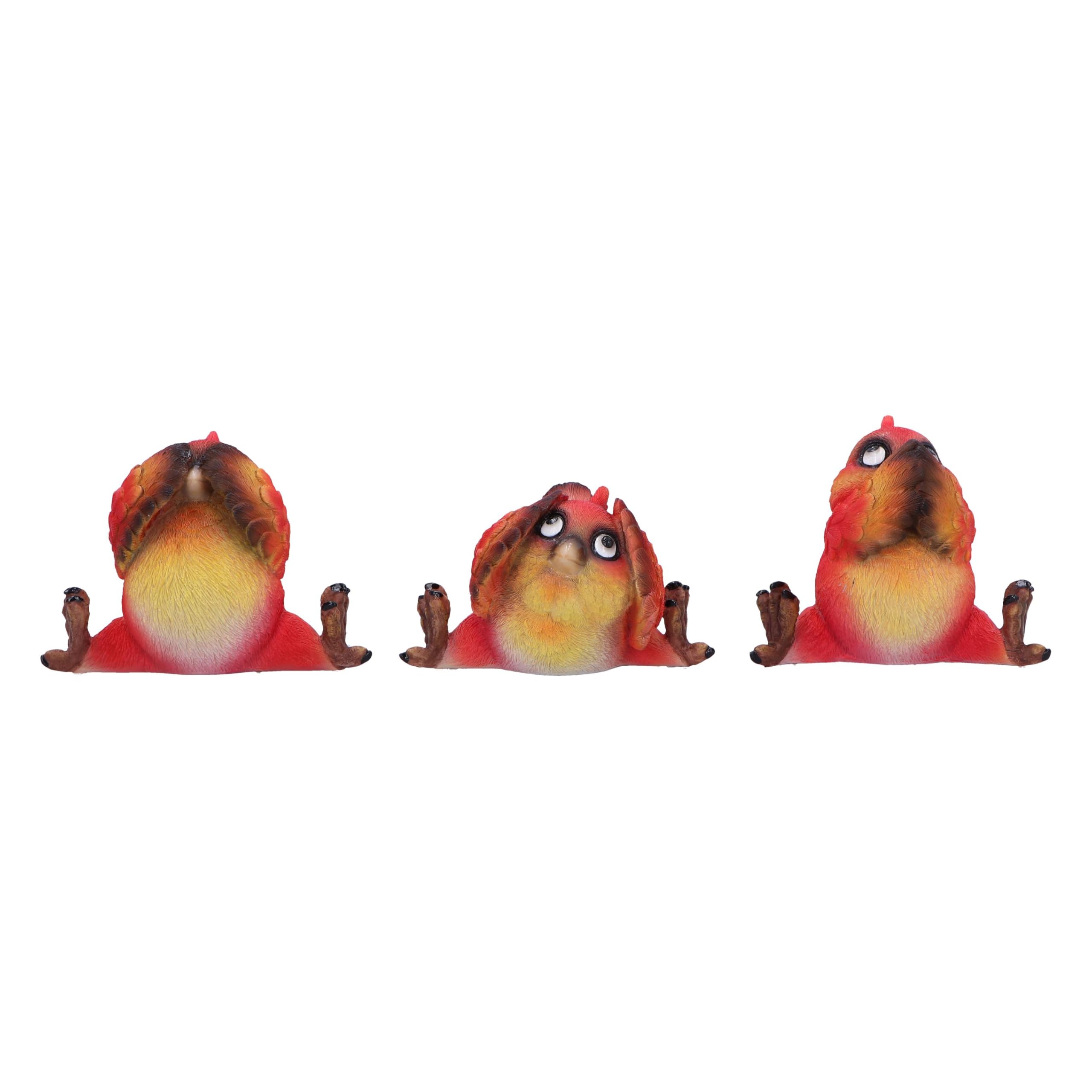 Nemesis Now Three Wise Birds 10.5cm, Resin, Cast in the Finest Resin, Expertly Hand-Painted, Red